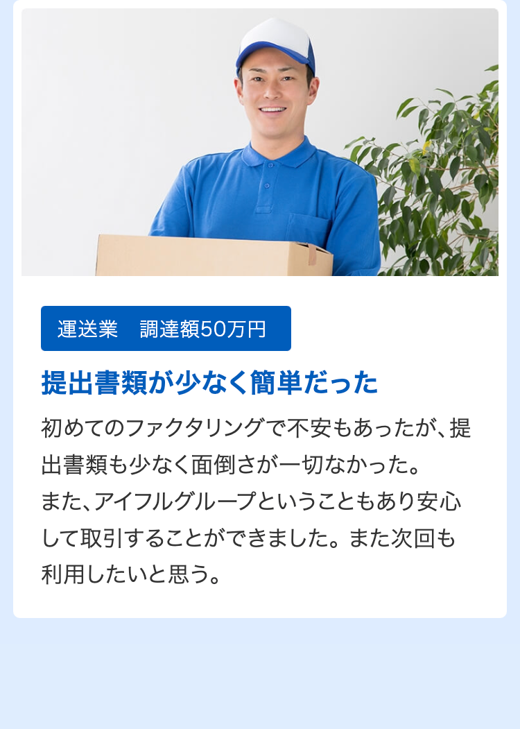 提出書類が少なく簡単だった